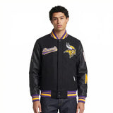 NFL Minnesota Vikings Script Tail Men's Rib Wool Varsity - Black/Purple - Size 3XL