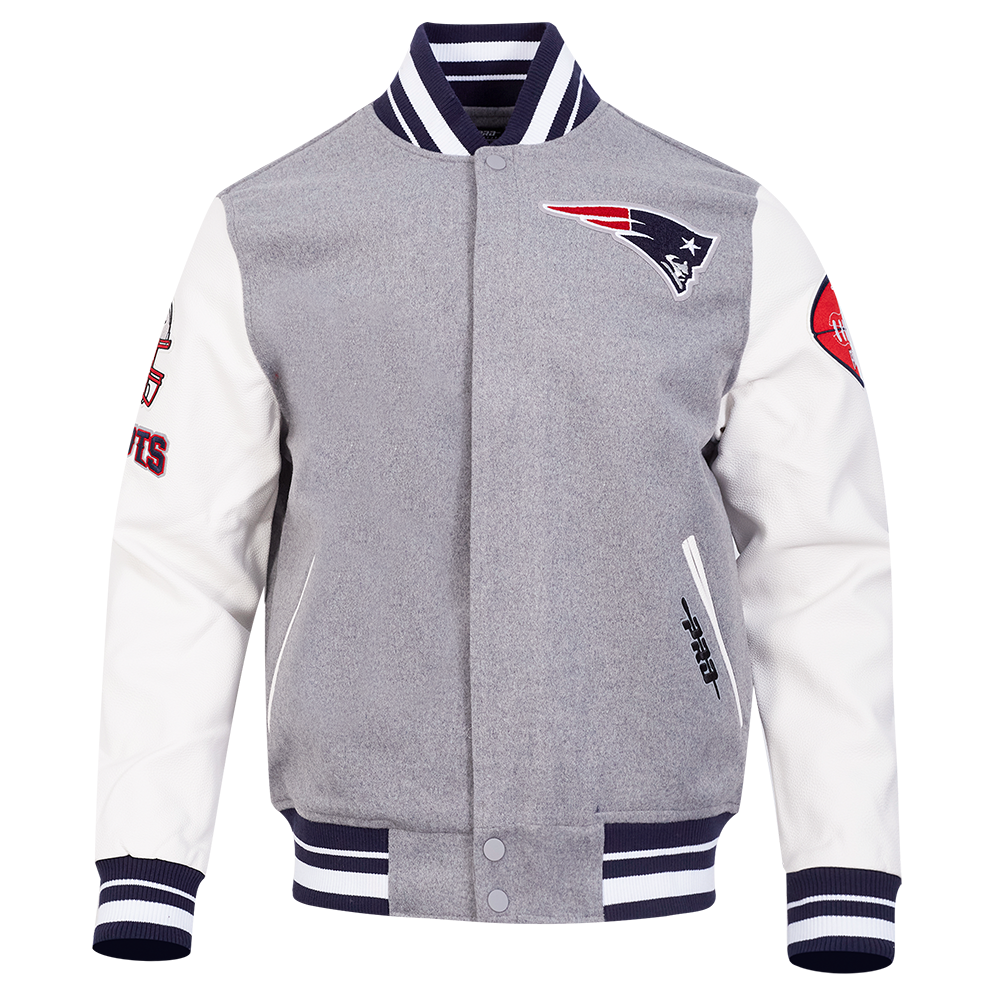 NFL NEW ENGLAND PATRIOTS OLD ENGLISH MEN'S RIB WOOL VARSITY JACKET   2XL