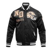 NFL New Orleans Saints Mashup Men's Rib Satin Jacket - Black - Large
