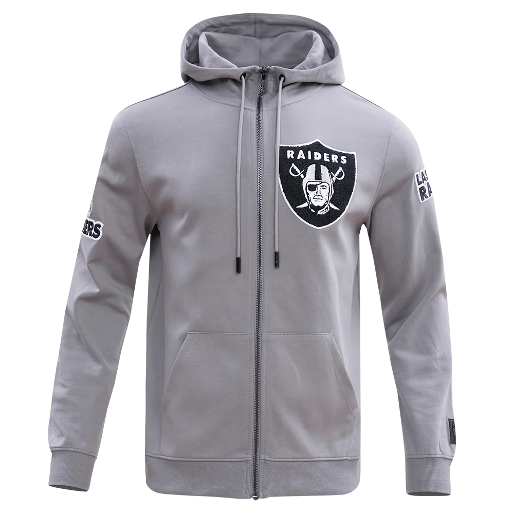 PRO STANDARD - LG MEN'S NFL LAS VEGAS RAIDERS CLASSIC CHENILLE FULL ZIP HOODIE - GREY