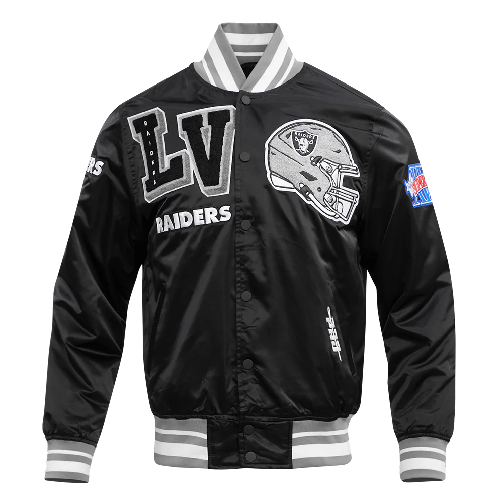 NFL LAS VEGAS RAIDERS MASHUP MEN'S RIB SATIN JACKET- size small