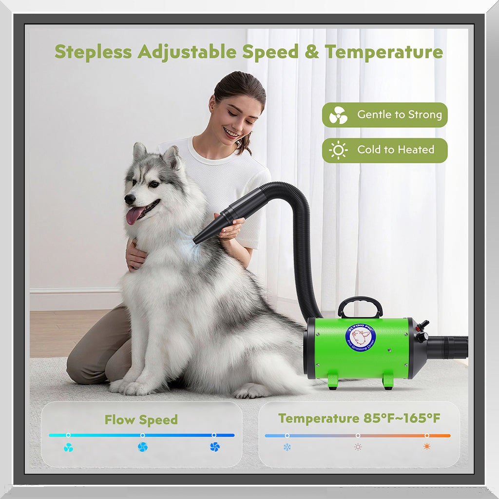 Flying One High Velocity Dog Grooming Dryer - Green