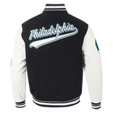 NFL Philadelphia Eagles Script Tail Men's Rib Wool Varsity - Black/White - Large