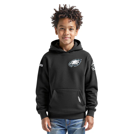NFL Philadelphia Eagles Classic Big Boys Fleece Pullover Hoodie - Black - Size Medium
