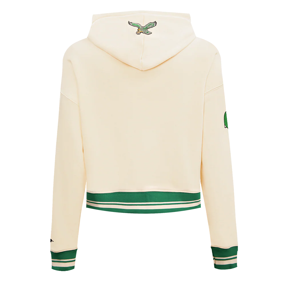 NFL PHILADELPHIA EAGLES RETRO CLASSIC WOMEN'S CROPPED PULLOVER HOODIE- SIZE:S