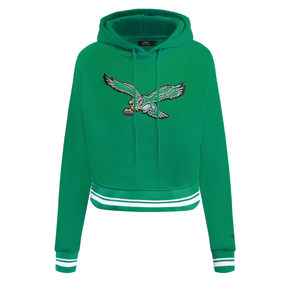 NFL PHILADELPHIA EAGLES RETRO CLASSIC WOMEN'S CROPPED PULLOVER HOODIE Size M