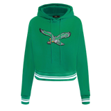 NFL PHILADELPHIA EAGLES RETRO CLASSIC WOMEN'S CROPPED PULLOVER HOODIE Size M