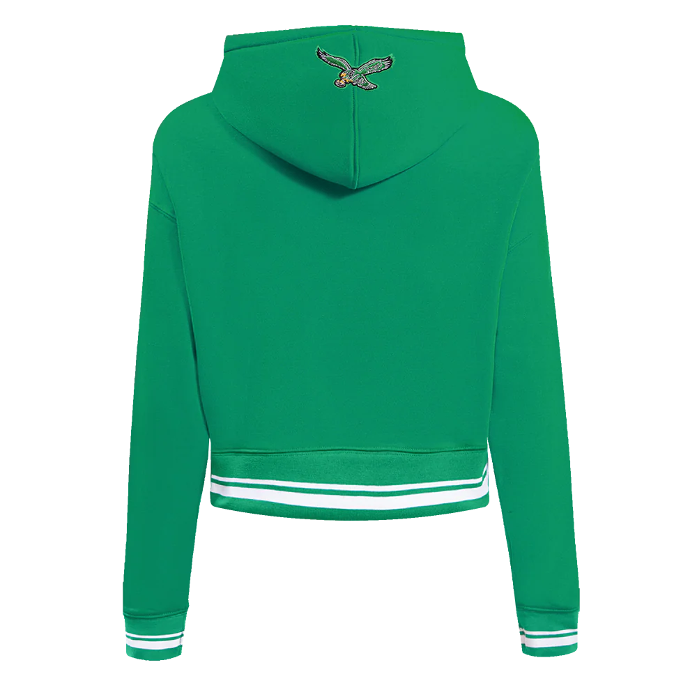 PRO STANDARD - SM WOMEN'S NFL PHILADELPHIA EAGLES RETRO CLASSIC CROPPED PULLOVER HOODIE - KELLY GREEN