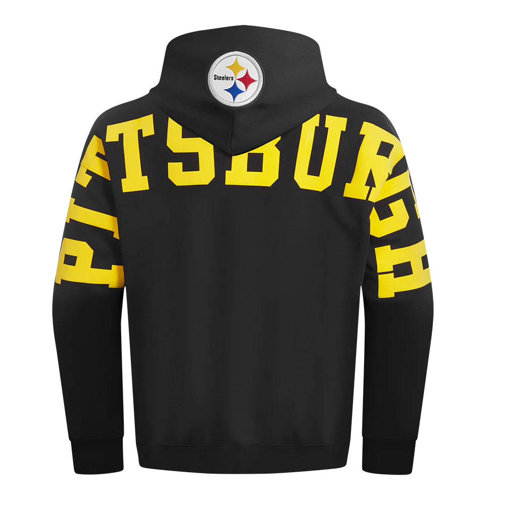 NFL PITTSBURGH STEELERS WINGSPAN MEN'S DROP SHOULDER PULLOVER HOODIE- SIZE: LG