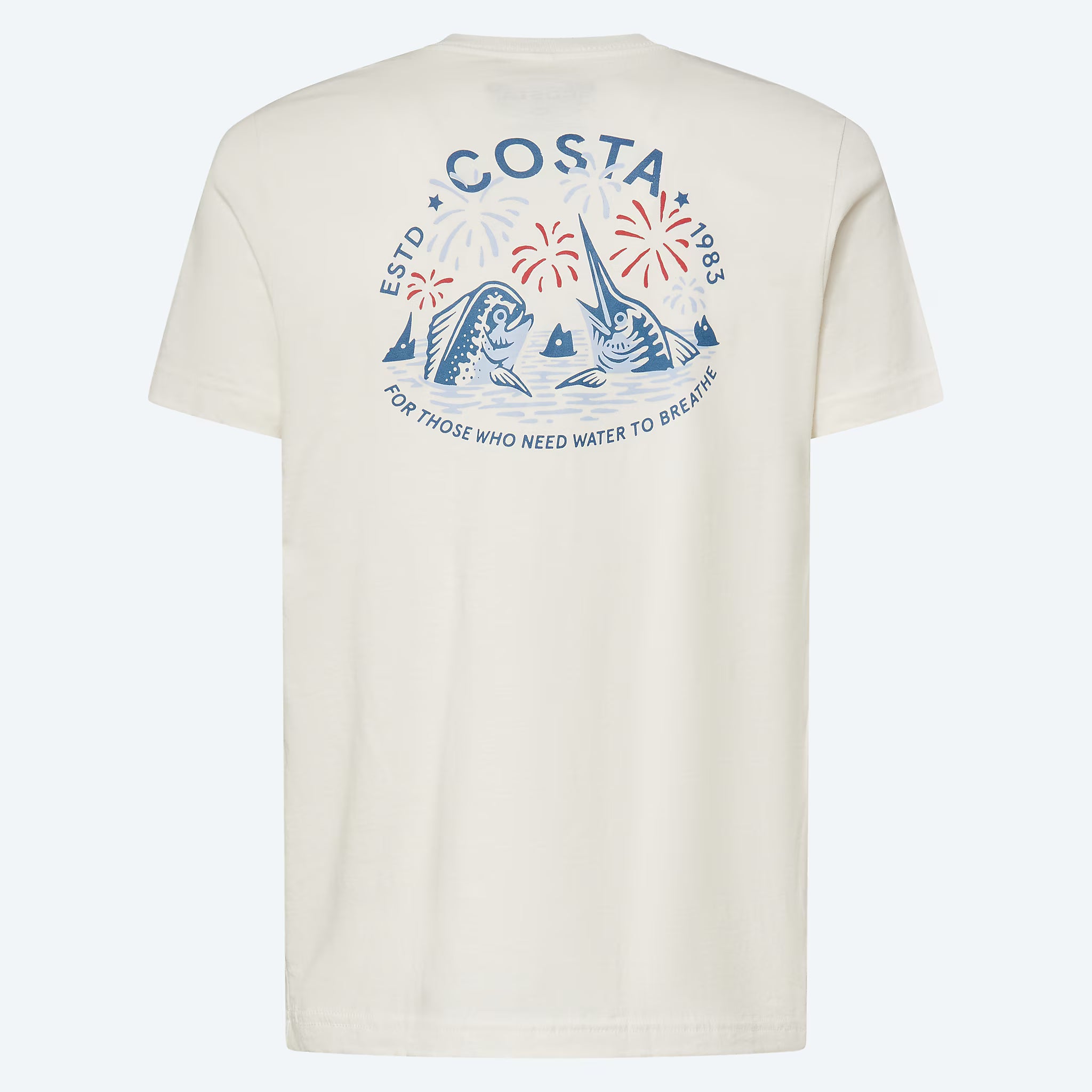 Costa Firework Friends Americana Short Sleeve T-Shirt - Vintage White - Small