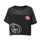 PRO STANDARD - NFL SAN FRANCISCO 49ERS SHEER INFLUENCE WOMEN'S SHEER BOXY TEE - BLACK - MD