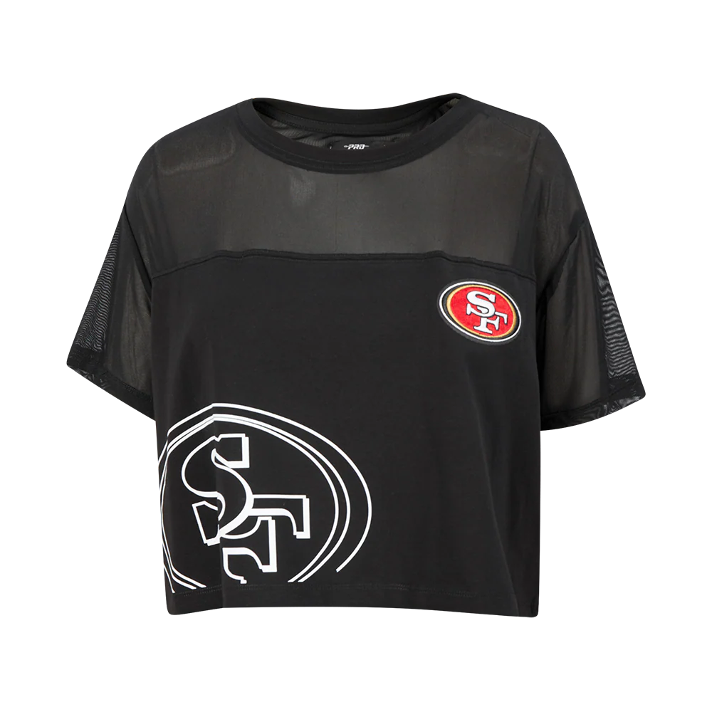 PRO STANDARD - NFL SAN FRANCISCO 49ERS SHEER INFLUENCE WOMEN'S SHEER BOXY TEE - BLACK - MD