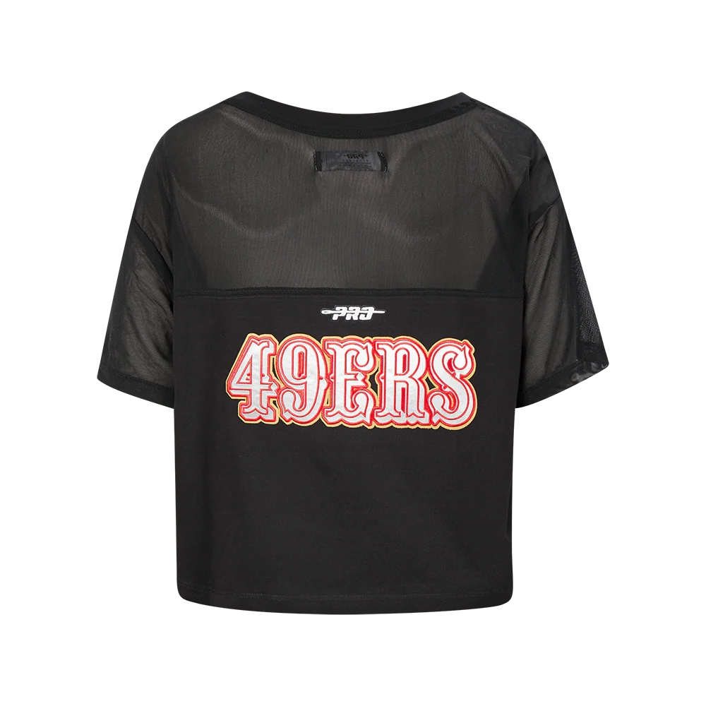 PRO STANDARD - NFL SAN FRANCISCO 49ERS SHEER INFLUENCE WOMEN'S SHEER BOXY TEE - BLACK - MD