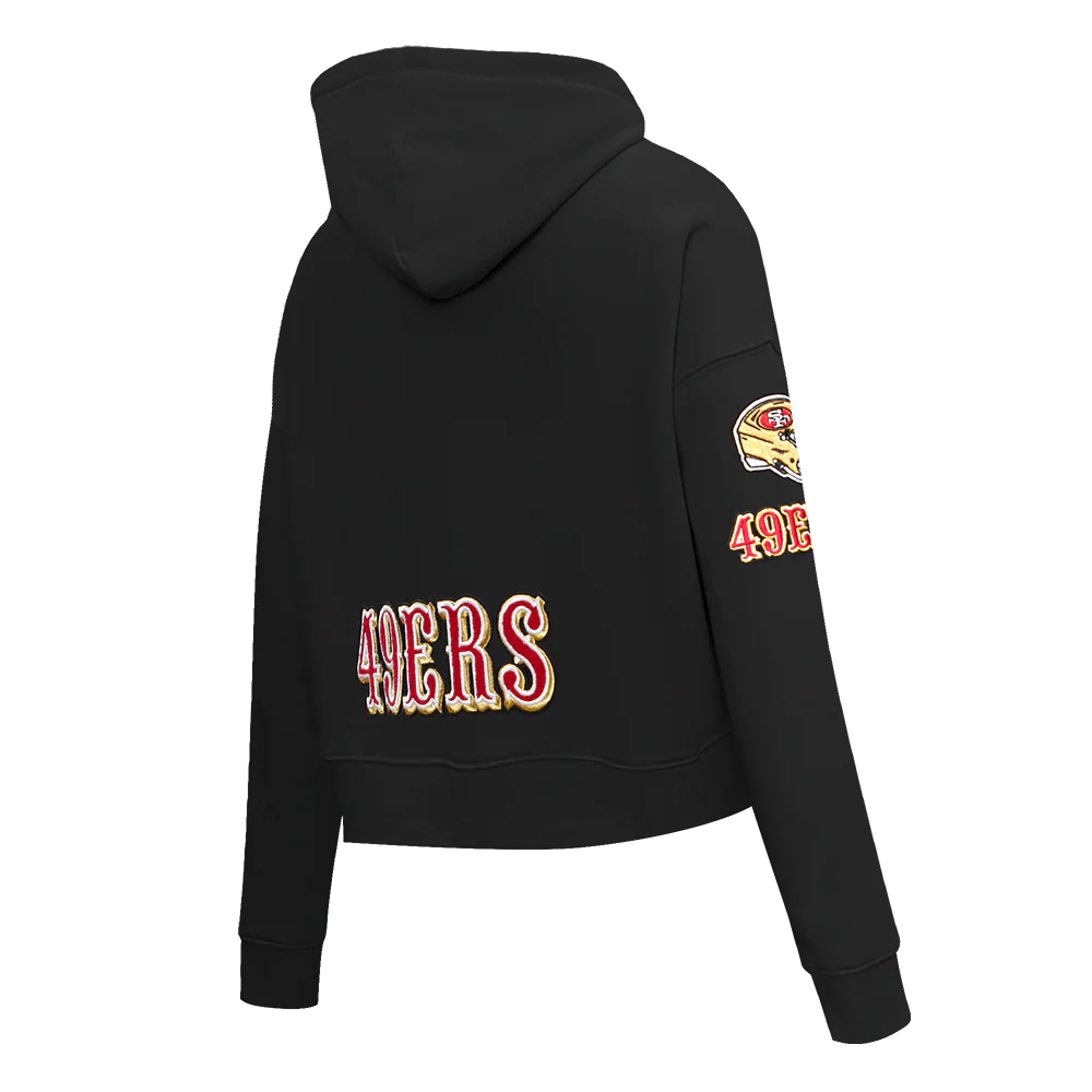 NFL SAN FRANCISCO 49ERS CLASSIC FLEECE CROPPED PULLOVER HOODIE Size S