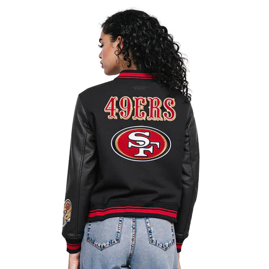 NFL San Francisco 49ers Mashup Women's Rib Wool Varsity Jacket - Black/Red/Black - XL