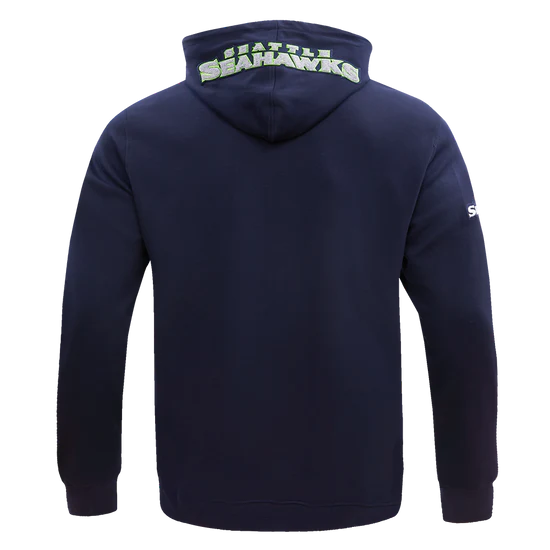 NFL SEATTLE SEAHAWKS CLASSIC CHENILLE MEN'S DOUBLE KNIT PULLOVER HOODIE-LG