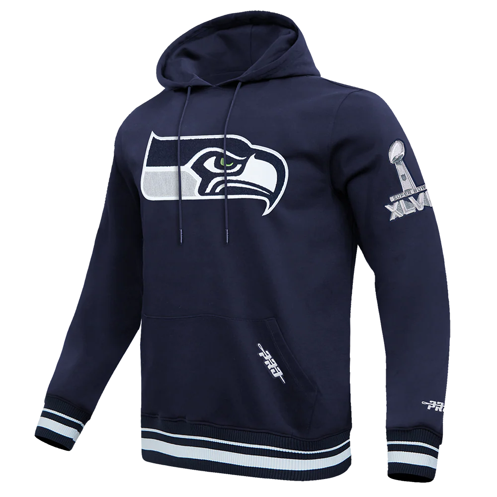 NFL SEATTLE SEAHAWKS MASHUP MEN'S RIB PO HOODIE SIZE: LG