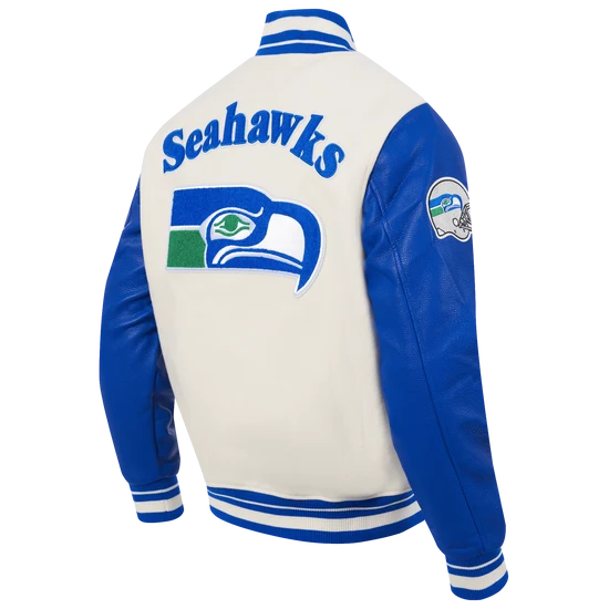 NFL SEATTLE SEAHAWKS RETRO CLASSIC MEN'S RIB WOOL VARSITY JACKET - L