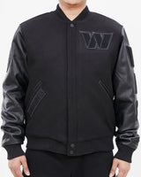 NFL Washington Commanders Triple Black Wool Men's Varsity Jacket - Size XL