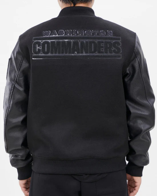 NFL Washington Commanders Triple Black Wool Men's Varsity Jacket - Size XL