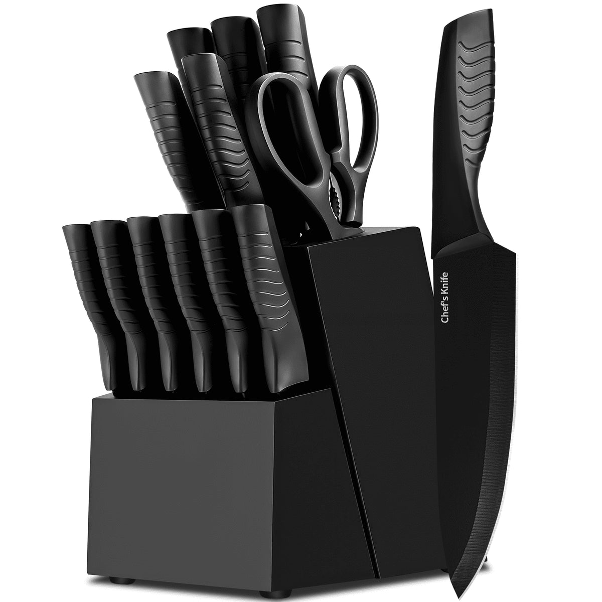FXXNNN Knife Set, 14PC German Stainless Steel Knife Set - Black