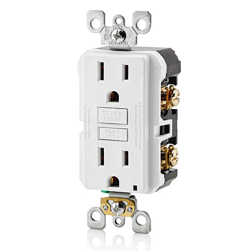 15 Amp, Self-Test, Non-Tamper-Resistant Slim GFCI Outlet with LED Indicator Light GFNT1-W - 10 Pack