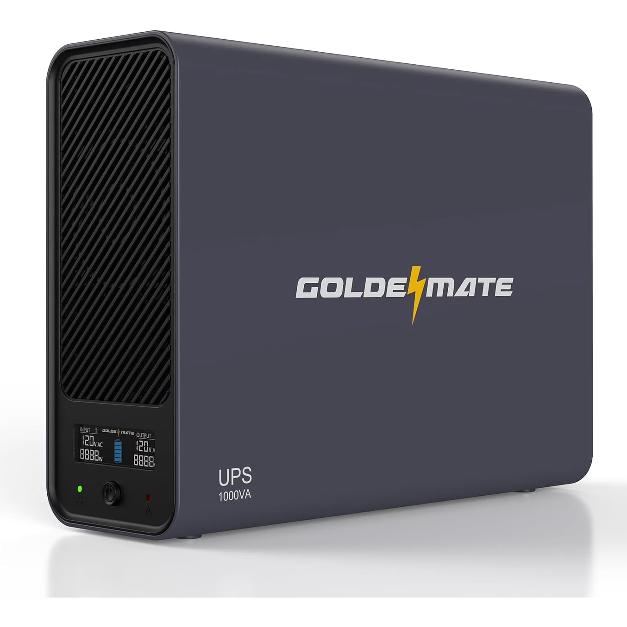 GOLDENMATE 1000VA /800W Lithium UPS Battery Backup and Surge Protector with Pure Sine Wave, Communication Port, 8 Outlets and LCD Display