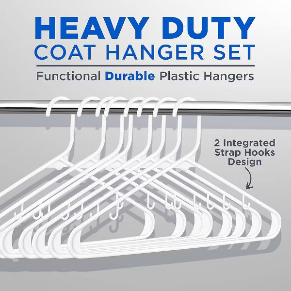 SereneLife 50pc Plastic Clothes Hangers :White