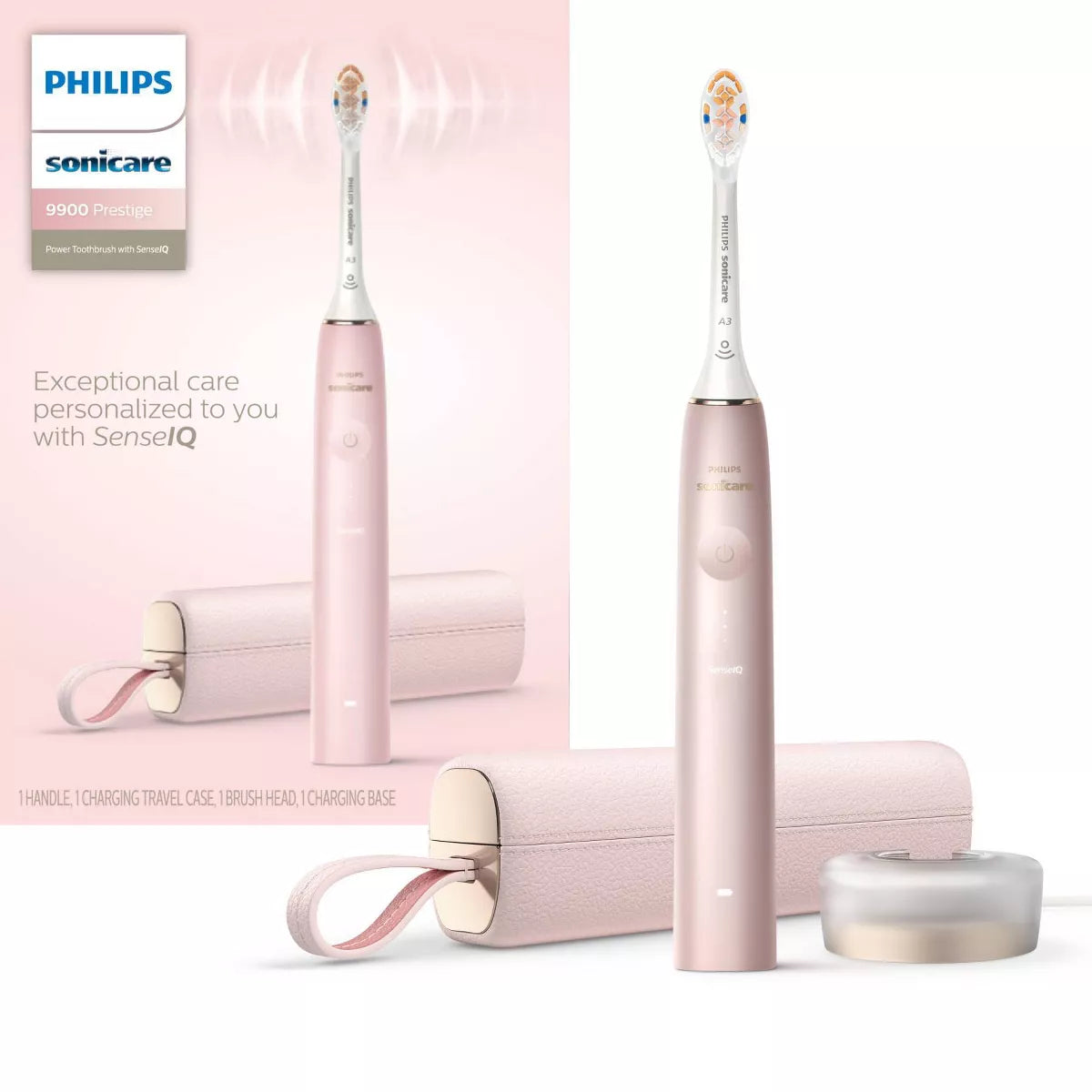 Philips Sonicare - 9900 Prestige Rechargeable Electric Toothbrush with SenseIQ - Pink