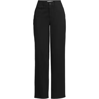 Lands' End Women's Chino High Rise Rail Straight Leg Pants - 4 - Black