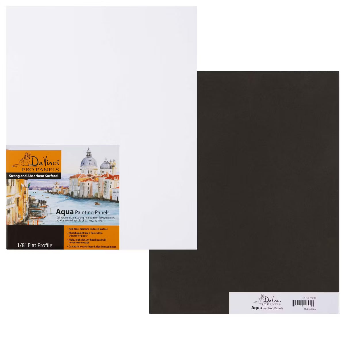 Jerry's Artarama Da Vinci Aqua Pro Panels - 12x16" - 1/8" Thick Rigid Watercolor Board with Acid-Free Surface, Clay-Infused Gesso, Ideal Watercolor