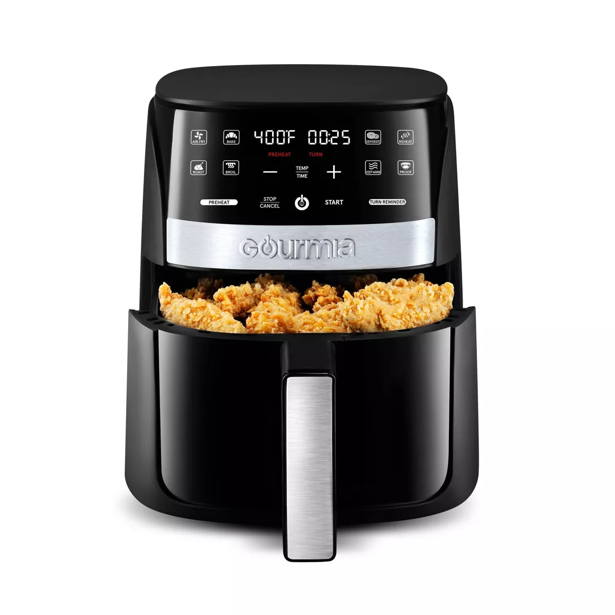 Gourmia 3qt Digital Window Air Fryer with 8 Presets & Guided Cooking: 1200W, Dishwasher-Safe Parts