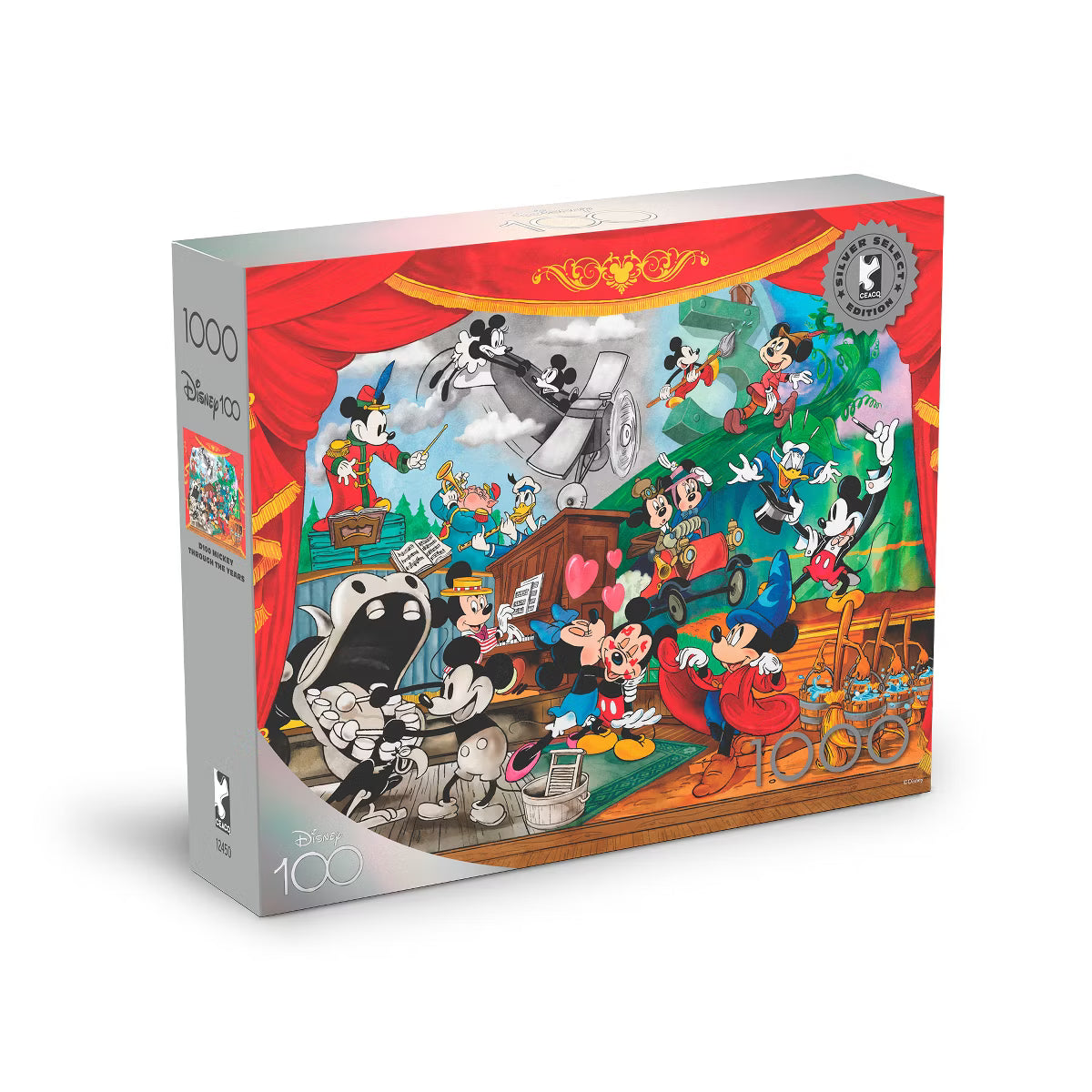 Silver Select Disney Mickey Through the Years 1000pc Puzzle: Buffalo Games Jigsaw, Fantasy Theme, Problem Solving