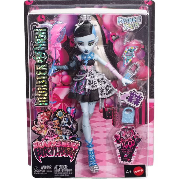 Monster High Scary Sweet Birthday Frankie Stein Doll in Party Dress with Balloon & Gift