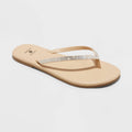 Women's Cali Flip Flop Sandals - Shade & Shore™ Silver 8: Slip-On Thong, Textured Outsole Size 8