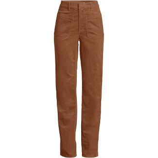 Lands' End Women's Corduroy High Rise Rail Straight Leg Pants - 12 - Maple Toffee