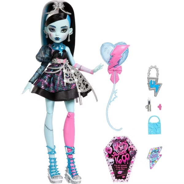 Monster High Scary Sweet Birthday Frankie Stein Doll in Party Dress with Balloon & Gift