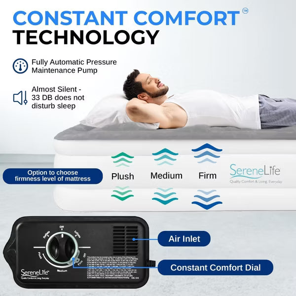 SereneLife 18" Full Premium Raised Airbed