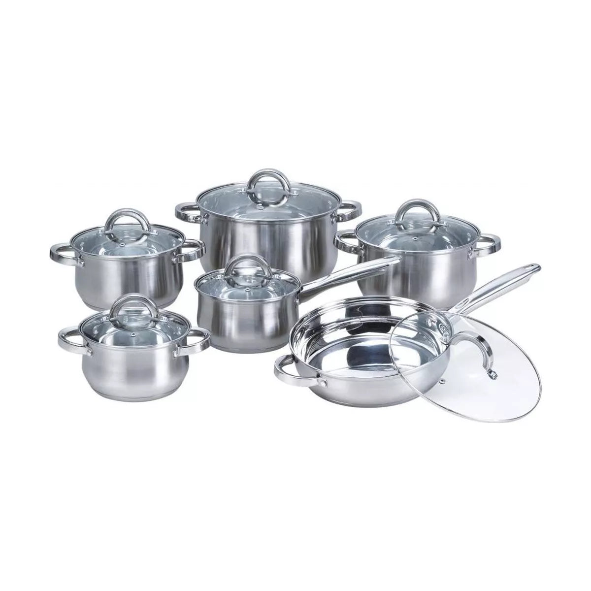 Heim Concept 12-Piece Stainless Steel Cookware Sets with Glass Lid