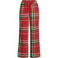 Lands' End Women's Flannel Wide Leg Sleep Pants - Large - Compass Red/Emerald Plaid- LG