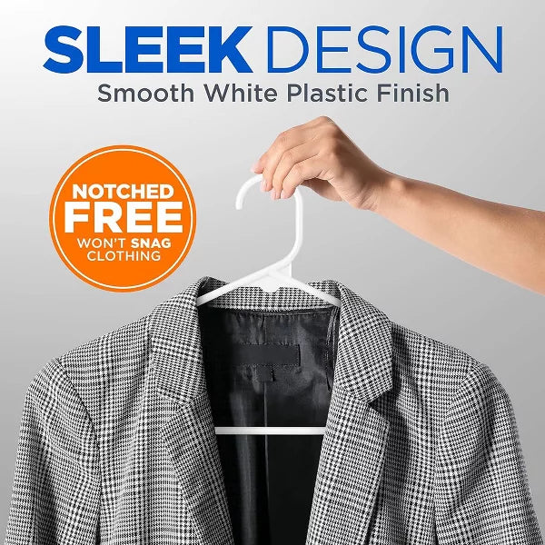 SereneLife 50pc Plastic Clothes Hangers :White