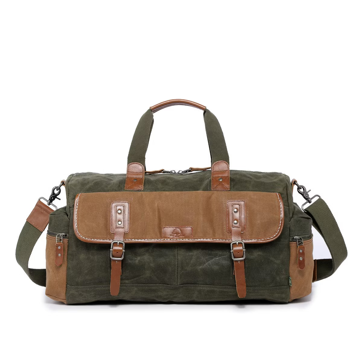TSD Brand Stone Creek Waxed Cotton Canvas Duffel Bag Olive