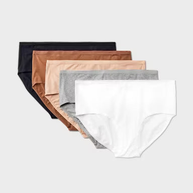 Women's 5pk Cotton Blend Briefs Underwear - Dealworthy™ Assorted Neutral SIZE 2X LARGE