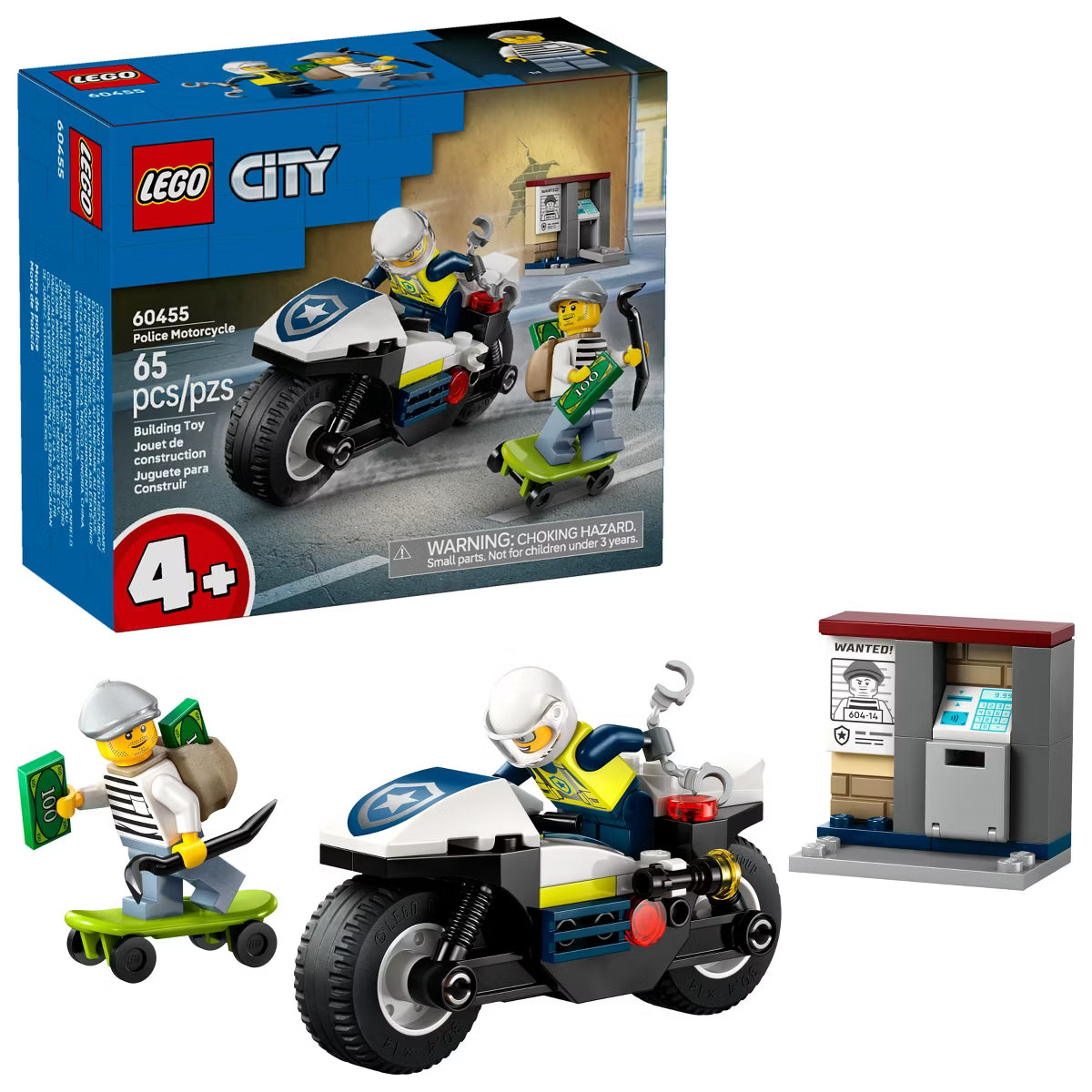 LEGO City Police Motorcycle Chase Building Toy 60455