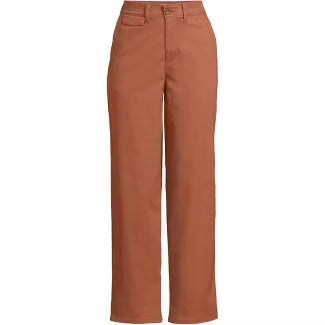 Lands' End Women's Chino High Rise Rail Straight Leg Pants - 2 - Rich Ginger Brown