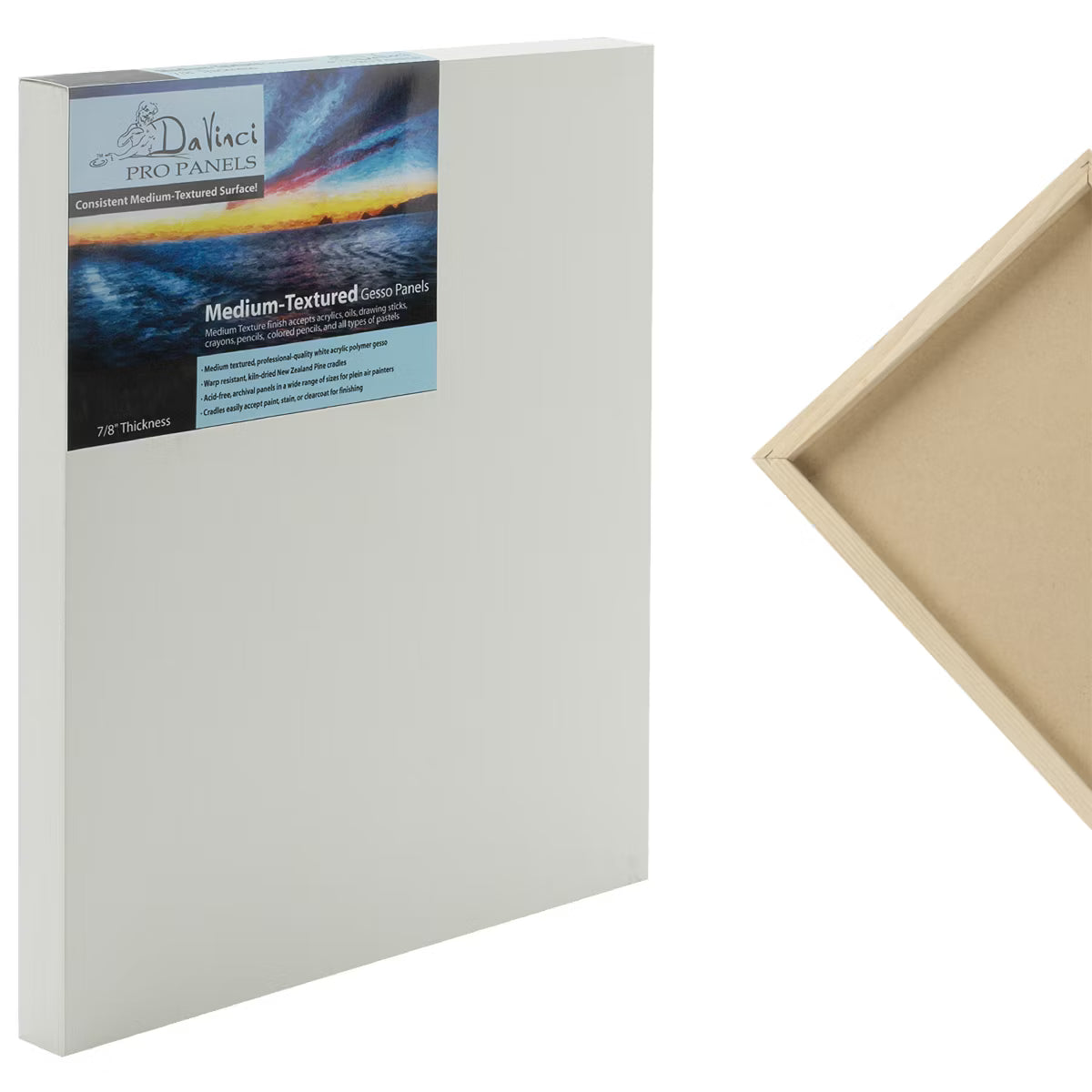 Da Vinci Pro Medium Textured Gesso Panel -16x20" - 7/8" Depth Wood Panel for Painting - Accepts Mediums like Canvas - For Oils, Acrylics, Mixed Media
