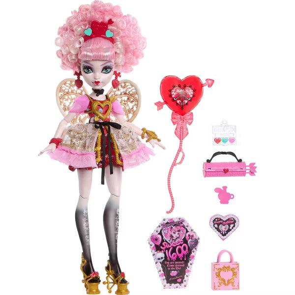 Monster High Scary Sweet Birthday Cupid Asteria Doll in Party Dress with Balloon & Gift