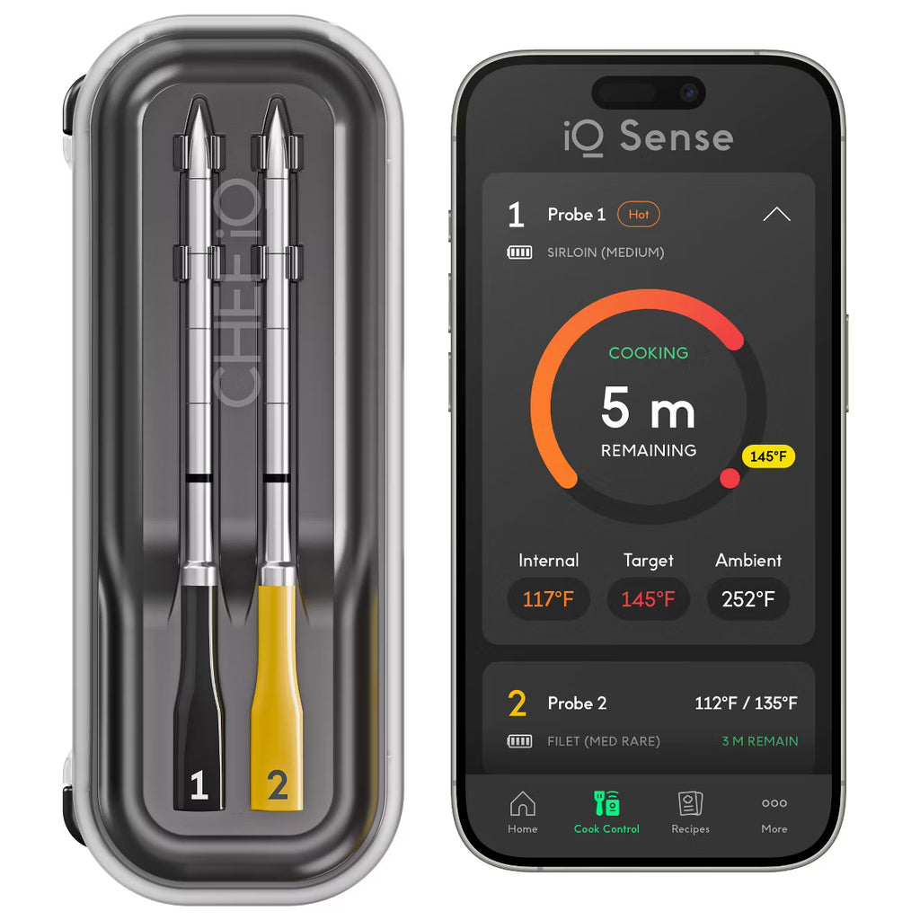CHEF iQ Sense | Smart Wireless Meat Thermometer | 2 Ultra-Thin Probes | WiFi Unlimited Range | 1000°F Heat Safe | 5 Sensors