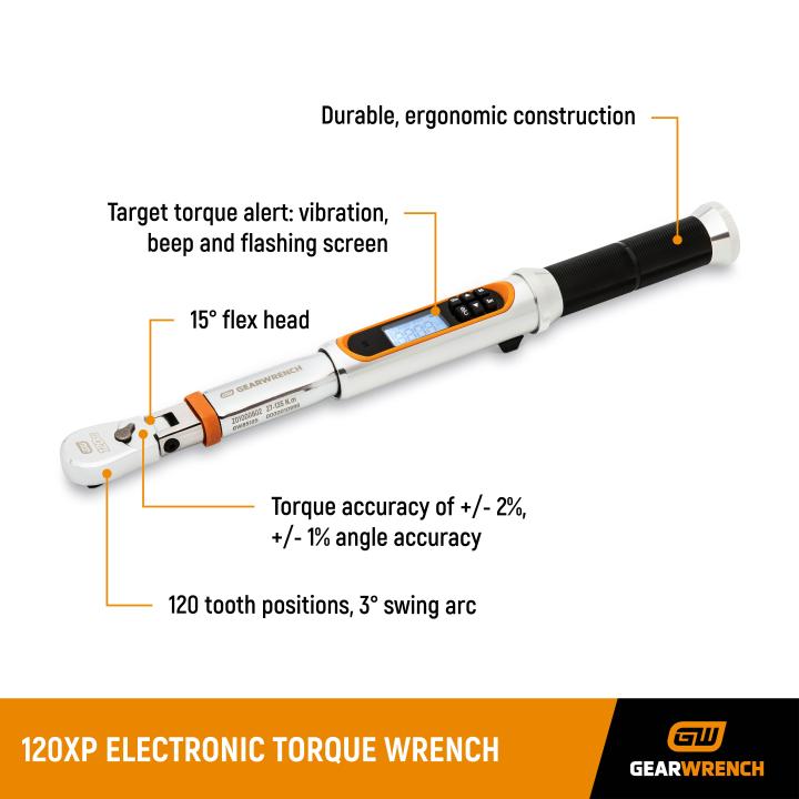 * GearWrench 1/4" 120XP™ Flex Head Electronic Torque Wrench with Angle