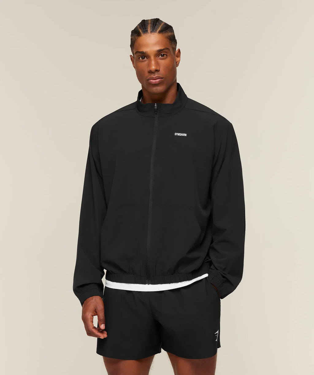 *GYMSHARK -Train Track Jacket, Black, Mens' Size Large